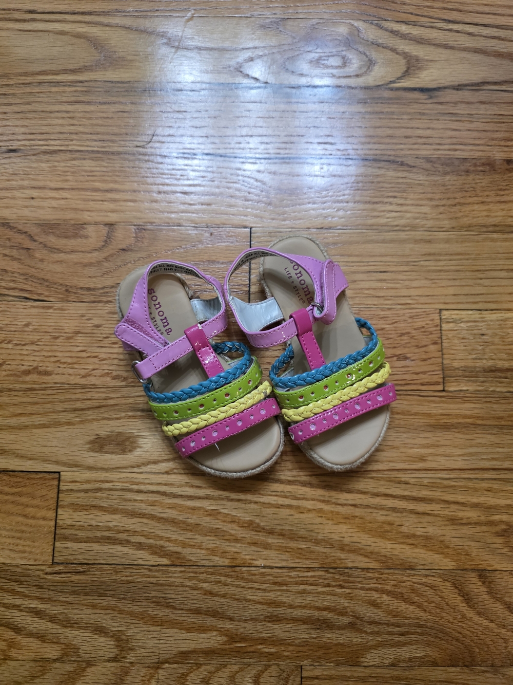 Sonoma Pink, Blue & Lime Braided Youth Sandals